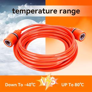 TEMU 20Ft/6M 내구성 PVC 정원 호스 - 사계절 야외 사용, 극한 온도 저항, US/EU 피팅 호환, 밝은 오렌지색 높은 가시성, 튼튼한 연결 디자인, 내후성 및 유연성, 잔디 관리 및 정원용