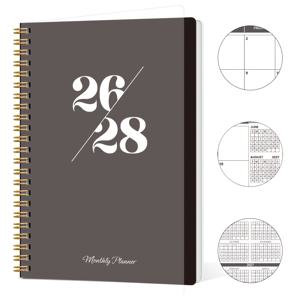 TEMU A5 2026.7–2028.6 2년 월간 플래너, 내구성 있는 커버의 스파이럴 제본 하드커버, 우아한 디자인, 장기 계획을 위한 완전한 24개월 달력 레이아웃, 월간 개요 페이지