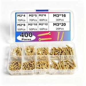 TEMU 400개 컬러풀 M2/M3 플랫 헤드 셀프 태핑 나무 나사 세트 | 가구, 악기, 빈티지 보관함 및 사진 프레임용 카운터싱크 크로스 디자인