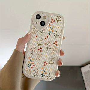 TEMU 휴대폰 케이스 - 사랑 가로 줄무늬 페인팅 꽃 휴대폰 케이스, 아이폰 14/13Promax/12Pro/소프트 케이스 11/Xr/Xsnax/Xs/7/8Plus 호환, 낙하 방지 15