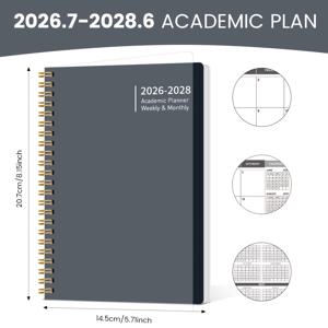 TEMU 2026.7-2028.6 월간 플래너 노트북, 2년 에디션, 주간 액자, 학습 플래너 노트북, 생산성을 향상시키는 간편한 To-Do 노트북