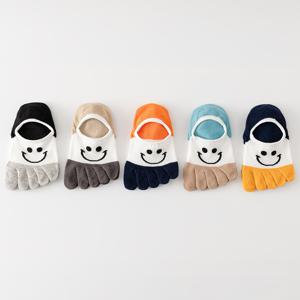 TEMU 남성용 보트삭스 5켤레, 투명 양말, 발가락 다섯개 양말, 남성용 즐거운 얼굴 봄/여름 통기성 발가락 분리형 양말, 통기성 땀 흡수 운동용 발목 양말, 보트삭스, 투명 양말, 컬러 블록 발가락 분리형 양말, 속이 빈 메쉬 양말