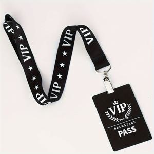 TEMU 2D VIP 배지 넥스트랩, PVC VIP 카드 패스 VIP 배지 분리 넥스트랩 포함, 플라스틱 배지 포함, 식별 가능한 이벤트 스태프 넥스트랩, 무대 뒤 파티 콘서트 이벤트에 적합, 학생 및 사무직 전문가를 위한 ID 홀더