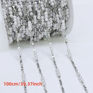 TEMU 100Cm/39.37Inch 모조 진주 비즈 패셔너블 트렌디 반짝이는 모조 진주 스타일, 세련된 핸드메이드 목걸이, 팔찌, 귀걸이 디자인 및 특별한 선물 주얼리 제작에 완벽