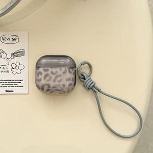 TEMU Apple Airpods Pro 2 케이스/Airpods Pro 케이스/Airpods 4 케이스/Airpods 3 케이스/ 케이스에 적합한 반투명 그레이 프린트 및 넥스트랩 이어폰 케이스, 패션 여성용 이어폰 케이스, 간편한 이어폰 케이스