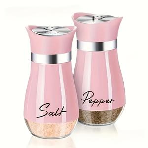 TEMU 소금과 후추통 세트, 4oz (약 113.4g) 유리바닥 소금과 후추통 스테인리스 뚜껑 포함. 주방 도구, 요리 테이블, RV, 캠핑, 바베큐에 적합. 재충전 가능한 디자인 (2개 = 1세트)