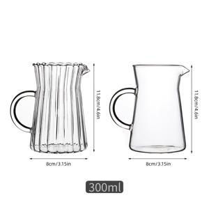 TEMU 신상 300ml 커피포트 2종 세트, 고붕규산 유리 커피 셰어링 포트, 세로 줄무늬 콜드브루 커피포트, 가정용 푸어오버 커피 셰어링 포트, 소형 사무실 커피포트 세트, 우유 젖병, 콜드브루 커피컵, 커피, 우유, 주스 등에 적합, 모카포트, 일상, 사무실, 커피바용, 커피바 액세서리