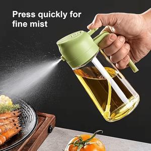 TEMU 투인원 스프레이 병, 16oz/470ml 요리용 스프레이, 자동 플립식, 다기능 스프레이, 11가지 용도: 요리, 샐러드 소스, 바비큐, 에어프라이팬, 스콘에 사용 가능, 기름과 식초용 필수 소형 도구