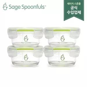 [세이지스푼풀]원형 글라스 200ml 4P/유리 이유식용기/이유식식기/이유식 보