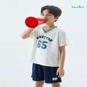 [베네통 언더웨어][베네통] 베네통 키즈 메쉬 스포츠 셋업 화이트 BNKES5M26T