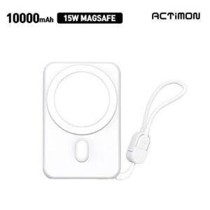 ACTiMON 엑티몬 최대 15W 맥세이프 마그네틱 고속 충전 보조배터리 10000mAh M-MAG15W-10000 / CtoC 숏케이블