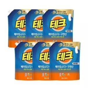 [텐바이텐]테크 액체세탁세제 베이킹소다&구연산 세탁세제 일반 리필 2L 6개