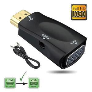 HDMI-VGA 변환기 3.5mm 잭 오디오 케이블 포함 남성-여성 HD  어댑터 TV PC 노트북 디스플레이 프로젝터용