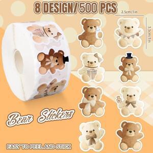 500pcs 곰 DIY 선물 스티커 감사합니다 수 제 베이킹 케이크 상자 장식 비즈니스