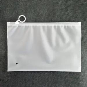 반투명 슬라이드 고리형 지퍼백 수납 파우치 25x17cm MqE22uow
