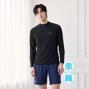 [하프클럽/베이직 엘르] 남성인 반집업 래쉬가드 비치반바지 세트 BEM-Z905K