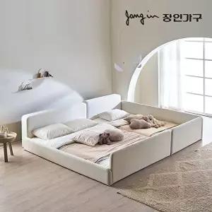 [장인가구]하랑 E0 패브릭 슬림헤드 저상형 패밀리침대 SS+SS 가드형 +본넬