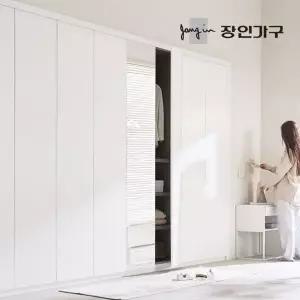 [장인가구]드로잉 E0등급 무광 여닫이 붙박이장 150cm (5자) 거울도어 세트