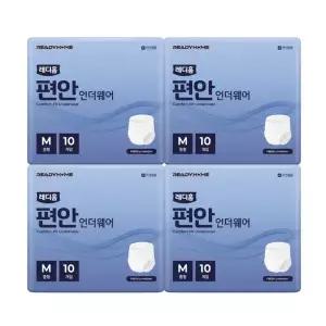 [레디홈]편안 언더웨어 성인용팬티기저귀 요실금 여성 남성 공용 중형, 10개입, 4팩
