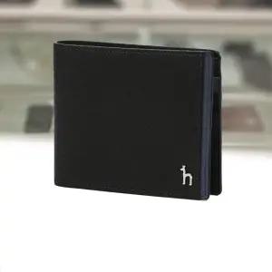 [헤지스](천안아산점)블랙 라인배색 소가죽 반지갑 HJWA4F032BK