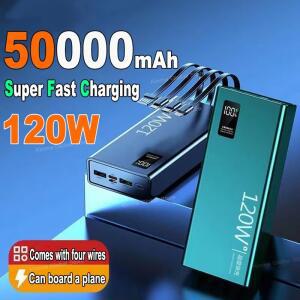 120W 50000mAh 고용량 파워뱅크 4 in 1 고속 충전 휴대용 배터리 샤오미 아이폰용