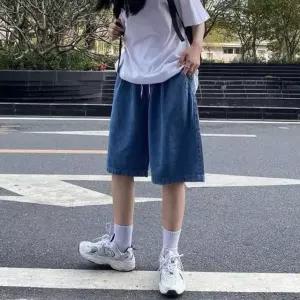 남녀공용 데님 밴딩 팬츠 5부 바지 반바지 빅사이즈