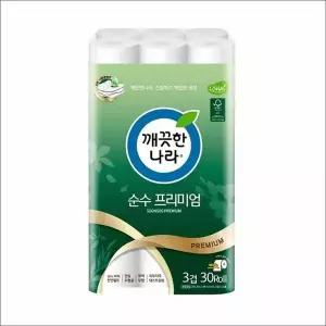 순수 무향 33m 30롤 무형광 화장지 깨끗한나라