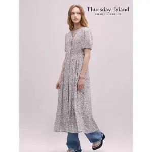 써스데이아일랜드 Thursday Island 플라워 풀오픈 롱 원피스 T244MOP247W