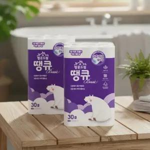 행운드림 땡큐 베이직 화장지 3겹 30롤 x 2팩 KR 국내 제조로 믿고 쓰는 데일리 휴지