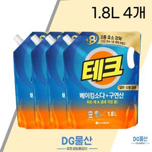 테크 액제세제 베이킹소다 구연산 드럼 일반 겸용사용 1.8L 4개