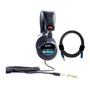 소니 MDR7506 접이식 프로페셔널 클로즈드 이어 헤드폰 번들, 녹스 기어 나일론 땋기 3.5mm 오디오 연장 케이블 포함 (2개 품목)
