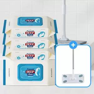 구성/밀대 물걸레청소포 먼지 바닥 청소물티슈 대형 4팩 120매 + 밀대 982004