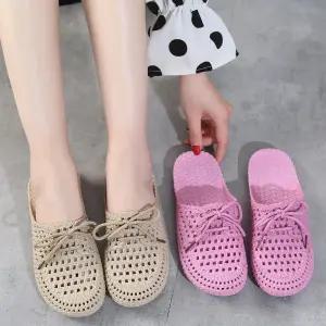 말랑한 펀칭 젤리 슈즈 여성 샌들 여름 사무실 슬리퍼