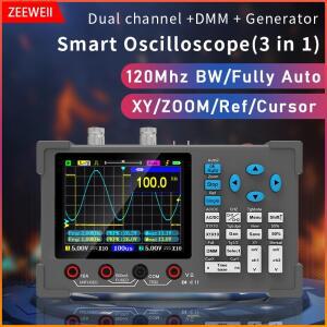 ZEEWEII DSO3D12 3.2인치 데스크탑 디지털 오실로스코프 120M 대역폭 듀얼 채널 멀티미터 및 신호 발생기 3
