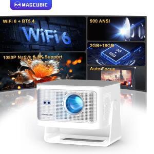 Magcubic 오토 포커스 안드로이드14 900ANSI 4K 프로젝터 8K 네이티브 1080P HY350Max 와이파이6 BT5.4 16G