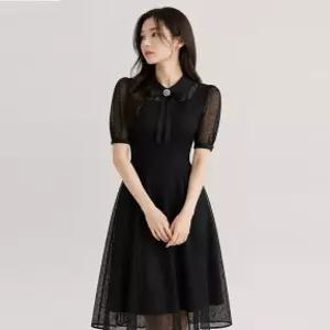 JJ지고트 체크 퍼프 슬리브 플레어 원피스GR5M0OPT11