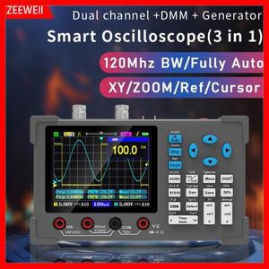 ZEEWEII DSO3D12 3.2인치 데스크탑 디지털 오실로스코프 120M 대역폭 듀얼 채널 멀티미터 및 신호 발생기 3
