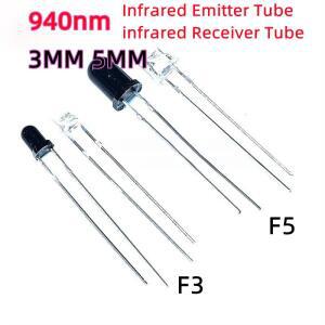 20개 3MM 5mm IR 이미터 수신기 적외선 페어 튜브 다이오드 LED 파장 940nm F3 3mm F5 포토트랜스