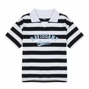 [보리보리/제이씨비]블랙 스트라이프 카라 반팔티셔츠 JBK8T349GSW_WT
