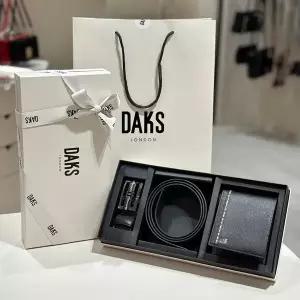 [닥스](강남점)강남단독[선물세트] 닥스 체크라인 반지갑&체크라인 자동벨트 DBWA4E623BK DBBE4E351BK