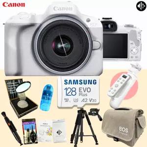 캐논 EOS R50 화이트+18-45 KIT + 메모리 +아이리버 정품 OLED 무선 슈팅그립 포함 9종 크리에이터 패키지