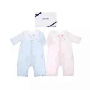 [압소바](마산점)(압소바26년S/S 임신출산쌍둥이축하선물)도도모달 7부우주복(턱받이)2벌세트 2종택1(A1...