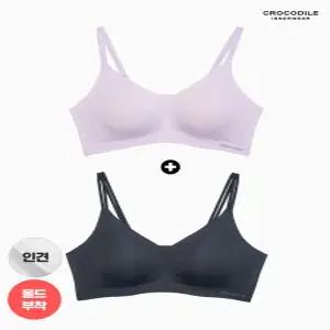 [백화점 정품] 크로커다일 이너웨어 여성속옷 라이크라 인견쉘론 몰드부착 더블스트랩브라1+1 CDWBR5N3536