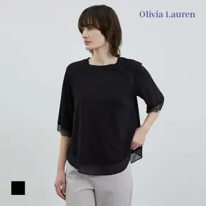 [올리비아로렌] [OLIVIA LAUREN] 레이스 패치 블라우스형 티셔츠_VOCAS4M4121