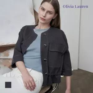 [올리비아로렌] [OLIVIA LAUREN] 배색 스티치 아웃포켓 자켓_VOCFU5M3241