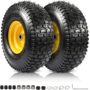 2PCS 15x6.00-6 타이어 및 휠 어셈블리 장인 존 디어 컵 생도 라이딩 모우어 교체 플라이 튜브리스 잔디