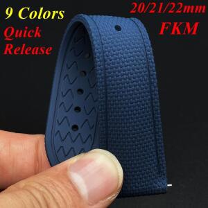 20/21/22mm FKM 고무 브레이드 시계 스트랩 퀵 릴리스 밴드 (오메가, 롤렉스, 세이코, 시티즌, 론진, 티쏘