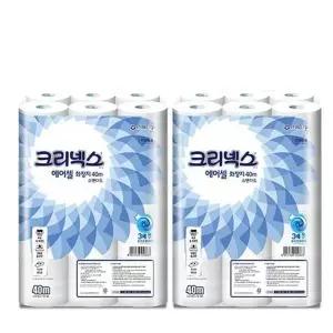에어셀 크리넥스 화장지 두루마리 40Mx24롤x2팩 롤