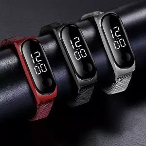 LED 스크린 남자 여자 스포츠 메탈 방수 손목시계