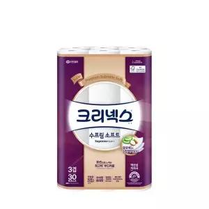 [셀러허브]크리넥스 3겹 펄프 수프림 소프트 롤화장지 27m X 30롤 (S44690398)